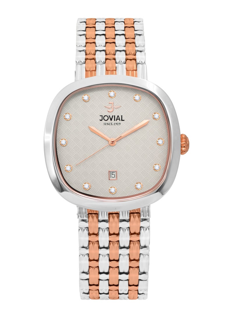 JOVIAL 5094 GAMQ 02 E Men's Fashion watch, Grey Dial, Quartz, Date Display, Stainless Steel Band,38mm - Image 1